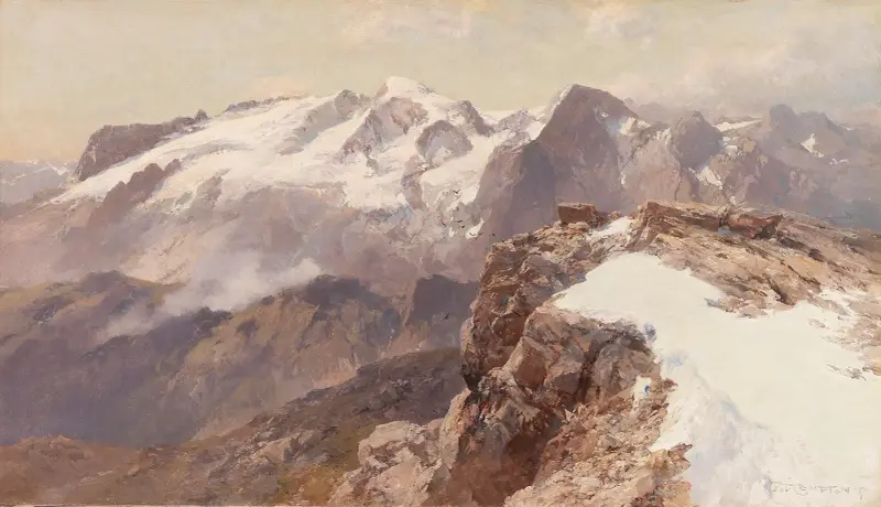 Vy över Marmolata från Piz Boè av Edward Theodore Compton