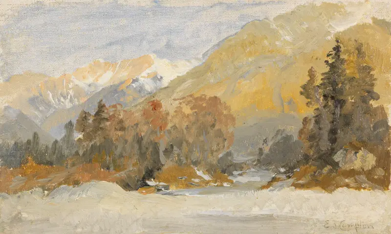 Herbstliche Voralpenlandschaft (Studie) von Edward Theodore Compton