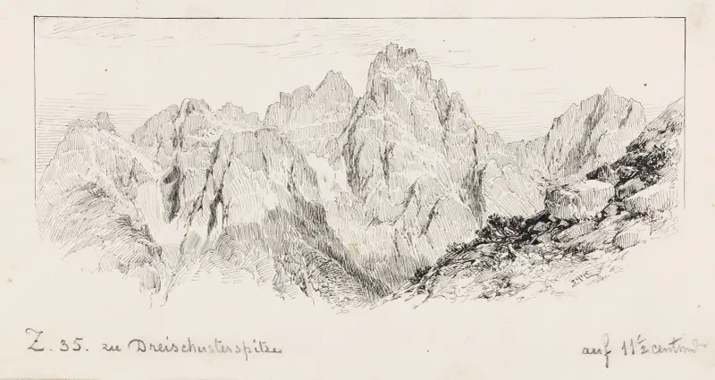Panorama över Dreischusterspitze av Edward Theodore Compton