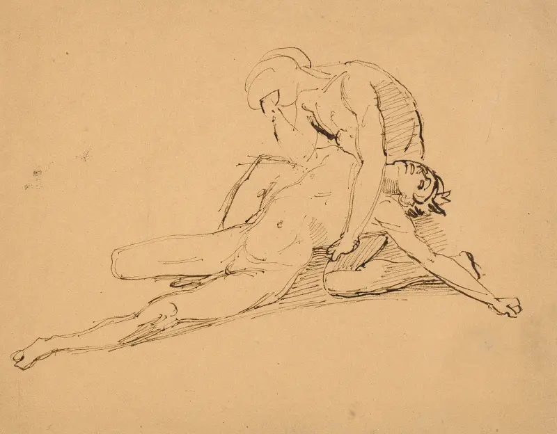 En naken man som sörjer en annans död av Théodore Géricault