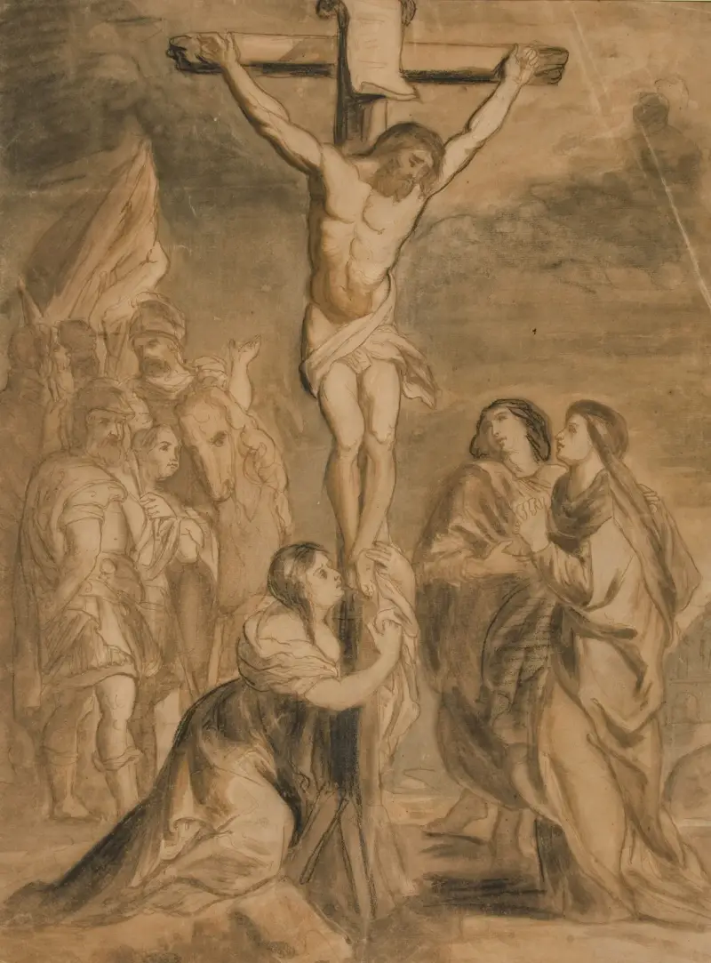 Kristus på korset omgiven av jungfrun och helgon av Théodore Géricault