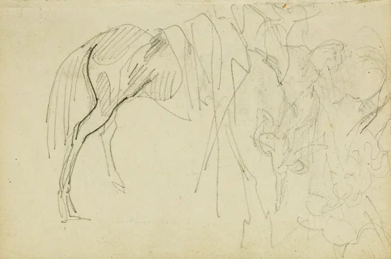 Kompositionsstudie, häststudier av Théodore Géricault