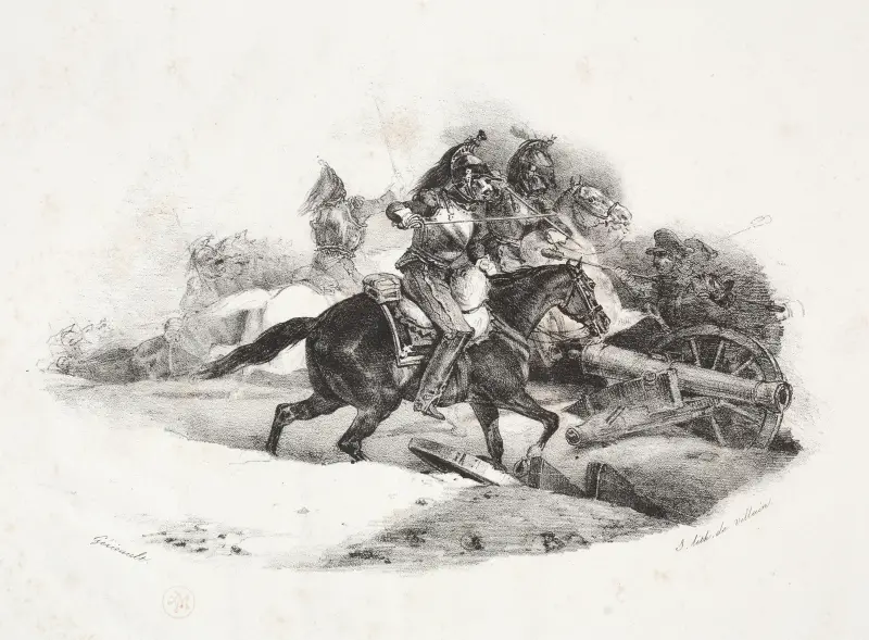 Kuirasjärer anfaller ett artilleribatteri av Théodore Géricault