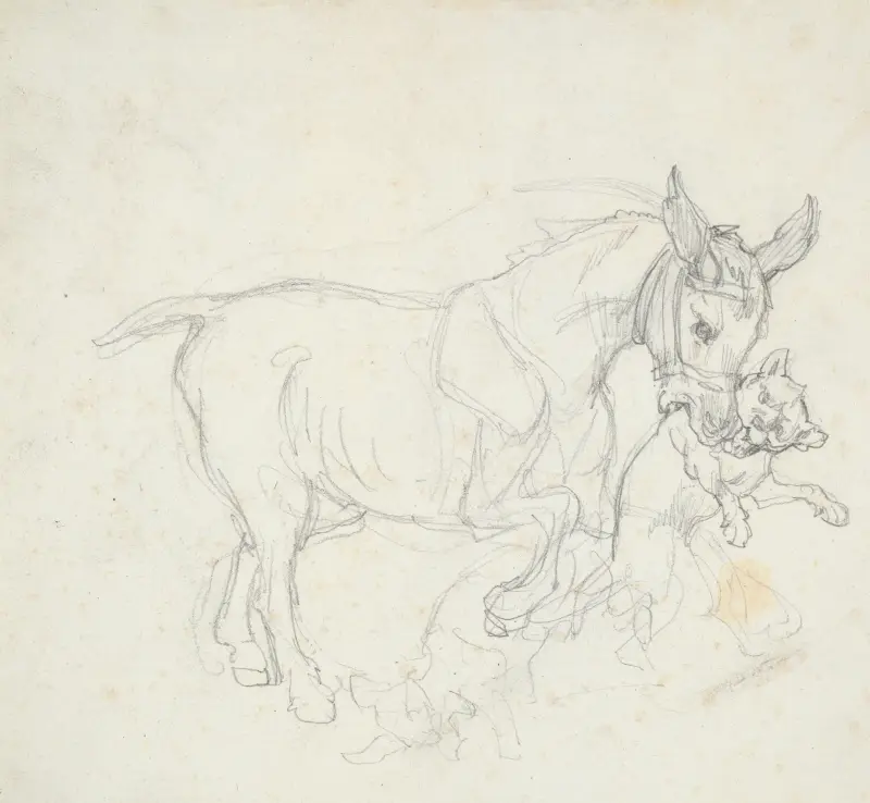 Åsna som håller en hund i munnen av Théodore Géricault