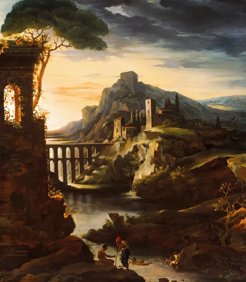 Kväll; landskap med akvedukt av Théodore Géricault