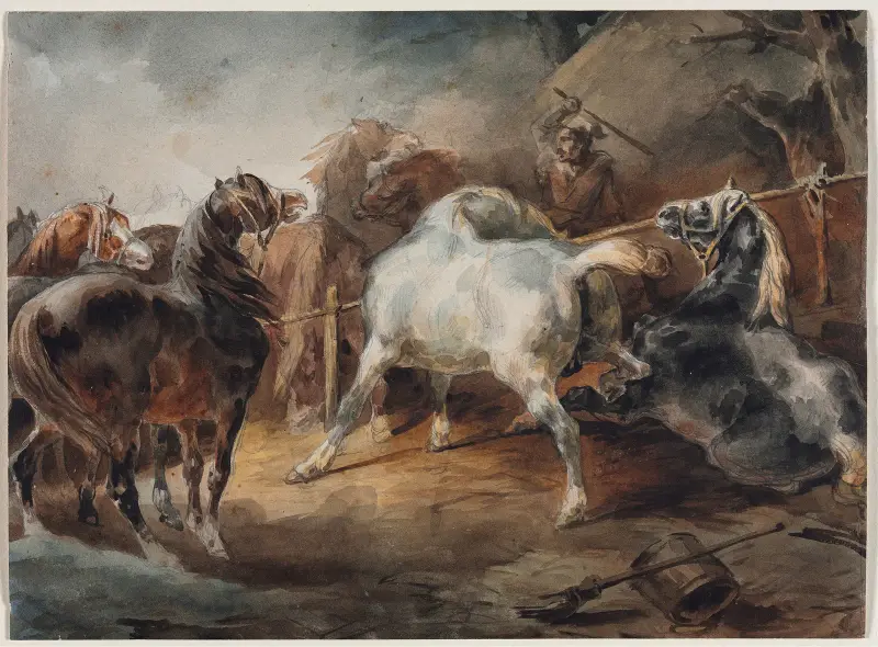 Bojující koně, Théodore Géricault