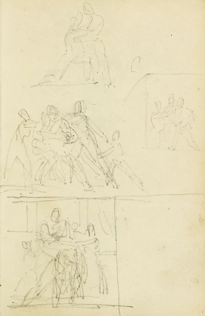 Fyra kompositionsstudier för en grupp figurer av Théodore Géricault