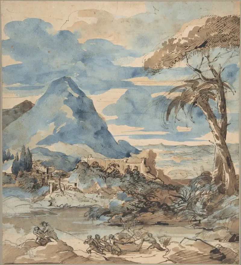 Landskap med fiskare av Théodore Géricault