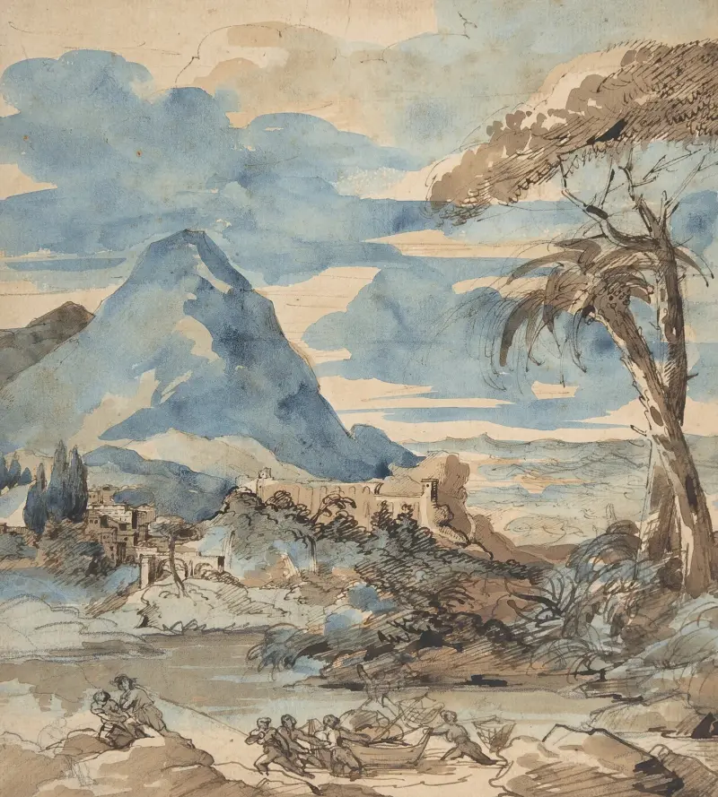 Landskap med fiskare av Théodore Géricault