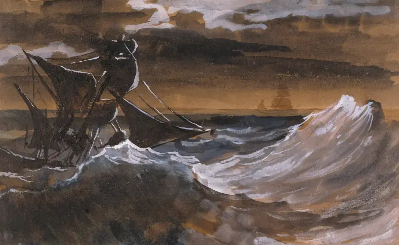 Segelbåt på ett rasande hav av Théodore Géricault