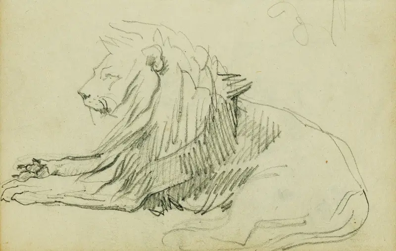 Sittande lejon av Théodore Géricault