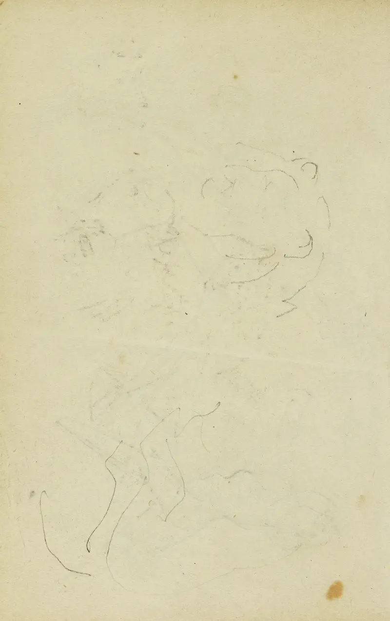 Skisser av lejonhuvud och bakben av Théodore Géricault