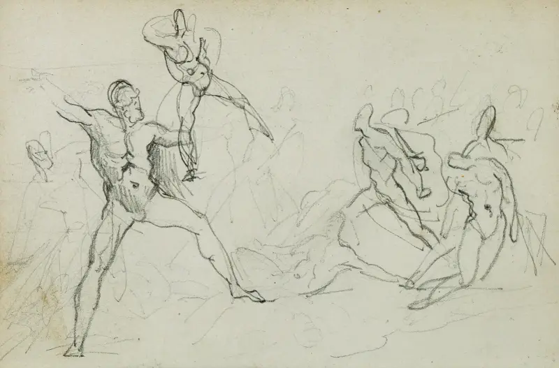 Studier av nakna män i strid av Théodore Géricault