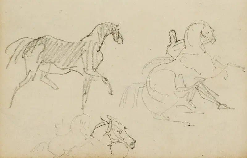 Tre häststudier av Théodore Géricault