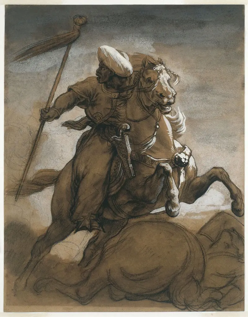 Turecký kavalerista v boji, Théodore Géricault