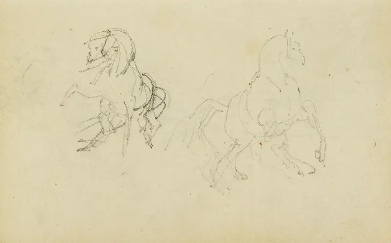Två studier av en stegrande häst av Théodore Géricault
