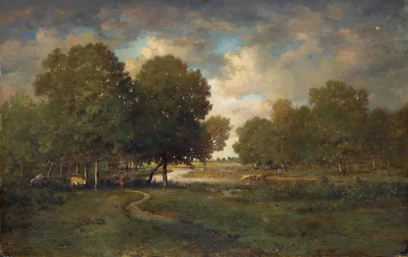 En flod i en äng av Théodore Rousseau