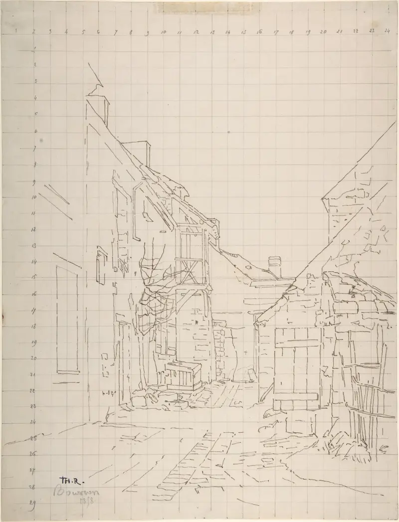 En gränd mellan hus av Théodore Rousseau