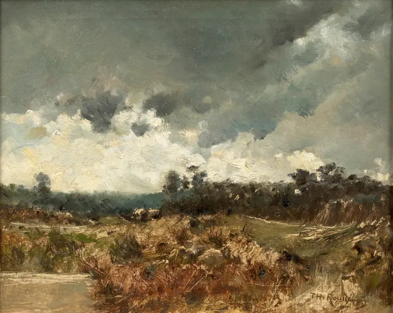 Landscape under a stormy sky av Théodore Rousseau