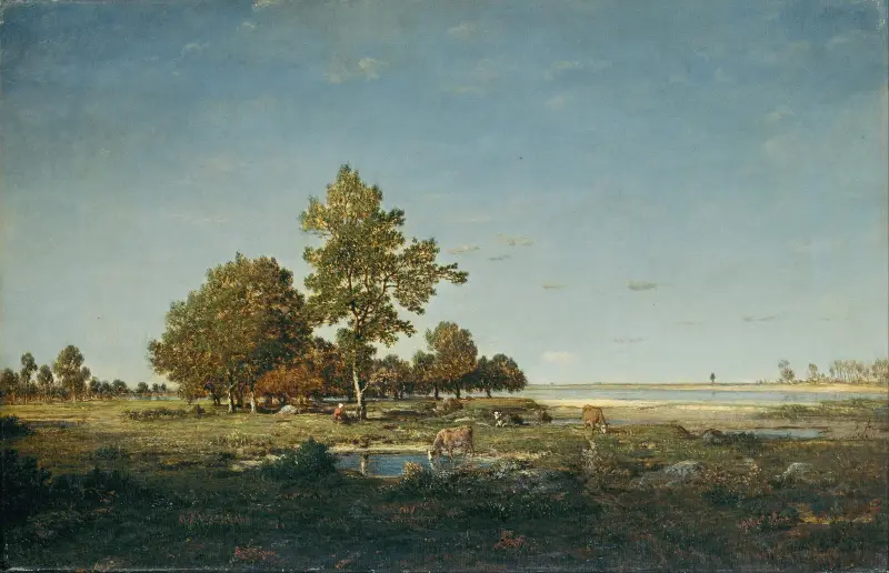 Landskap med en trädklunga av Théodore Rousseau