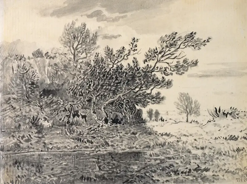 Landskap med damm av Théodore Rousseau