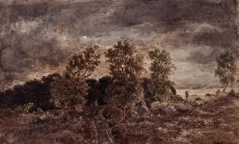 Landskap med åskväder av Théodore Rousseau