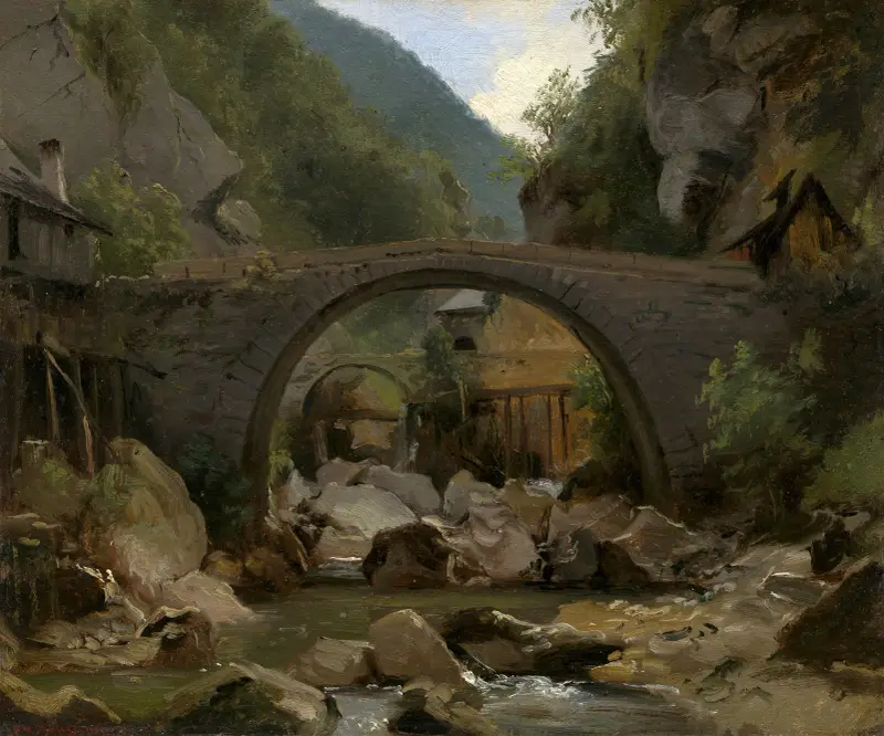 Bergsbäck i Auvergne av Théodore Rousseau