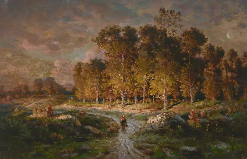 Bondkvinna på väg av Théodore Rousseau