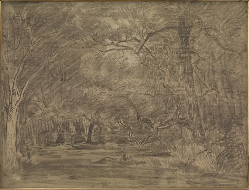 The interior of a forest av Théodore Rousseau