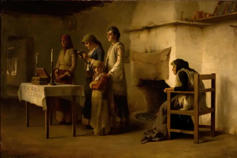 Gebet vor der Kommunion in Megara von Theodoros Ralli