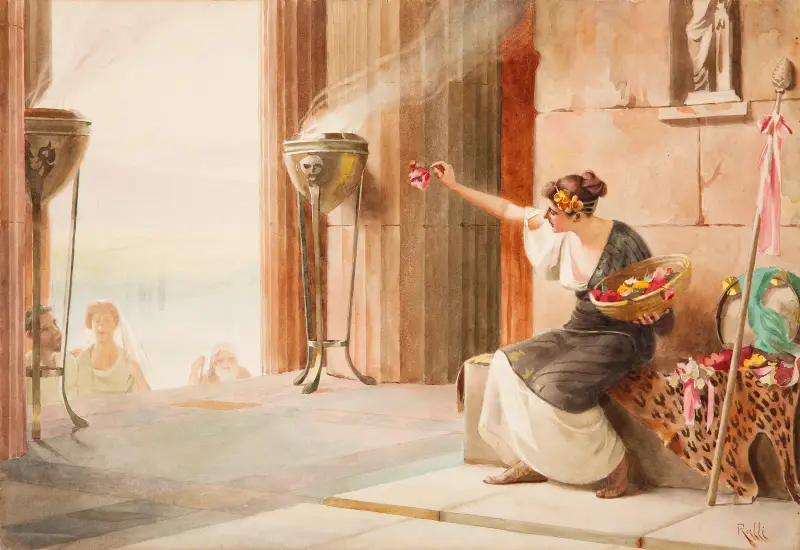 Vendeuse de Fleurs au Parthénon av Theodoros Ralli