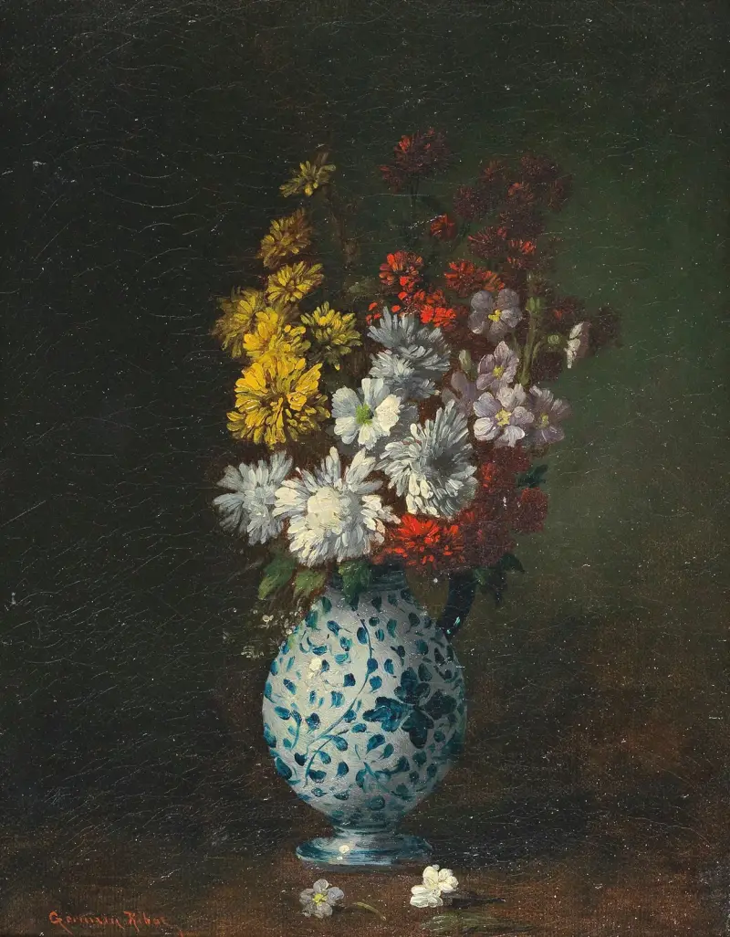 Blomsterstycke av Théodule Ribot
