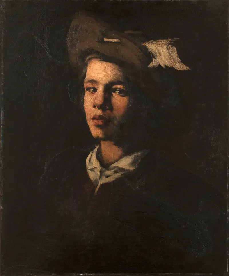 Jeune homme au chapeau av Théodule Ribot