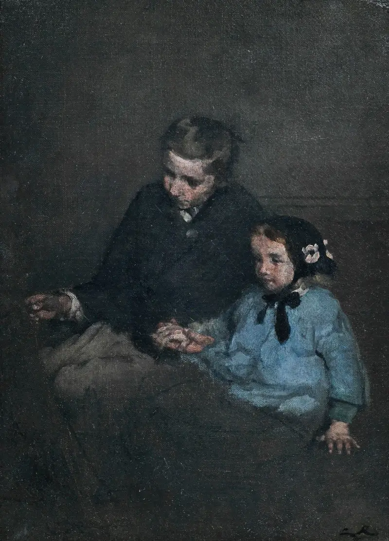 Geschwister, Händchen haltend von Théodule Ribot