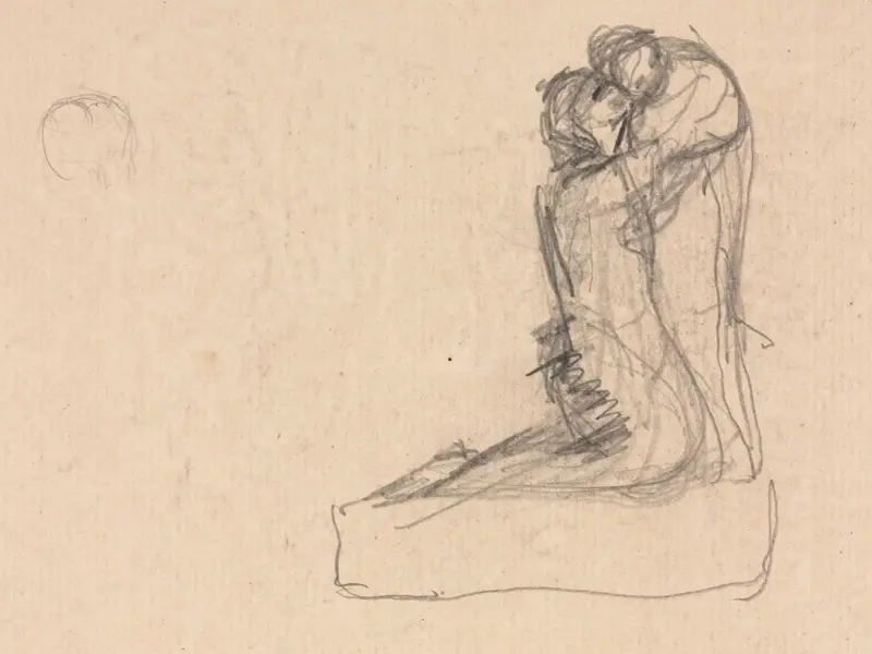 Sketch of Two Figures Embracing (verso) av Théodule Ribot