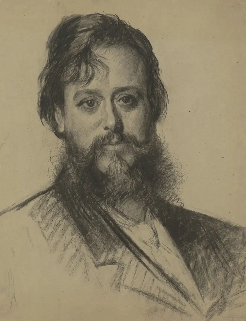 Portret van een man met baard, van voren av Thérèse Schwartze