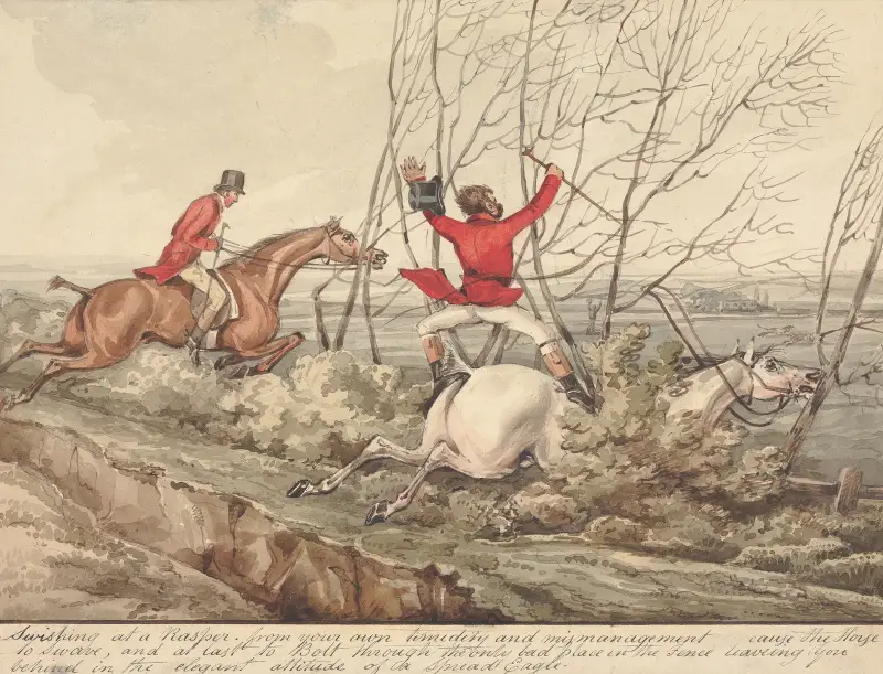 ‘Qualified Horses and Unqualified Riders;' ‘Swishing at a Rasper From Your Own Timidity and Mismanagement Cause the Horse to Swerve…' av Henry Thomas Alken