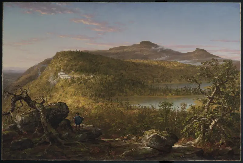 A View of the Two Lakes and Mountain House, Catskill Mountains, Morning av Thomas Cole