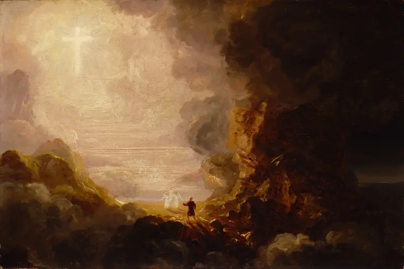 The Pilgrim of the Cross at the End of His Journey (study for series, The Cross and the World) av Thomas Cole