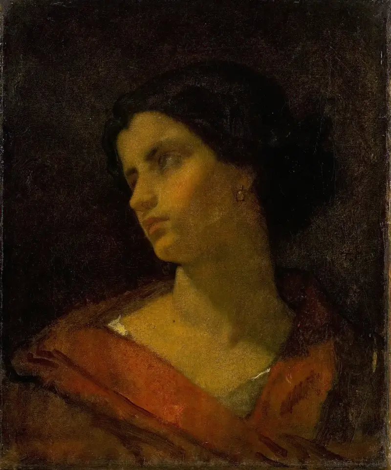 Head Of A Woman, Study av Thomas Couture