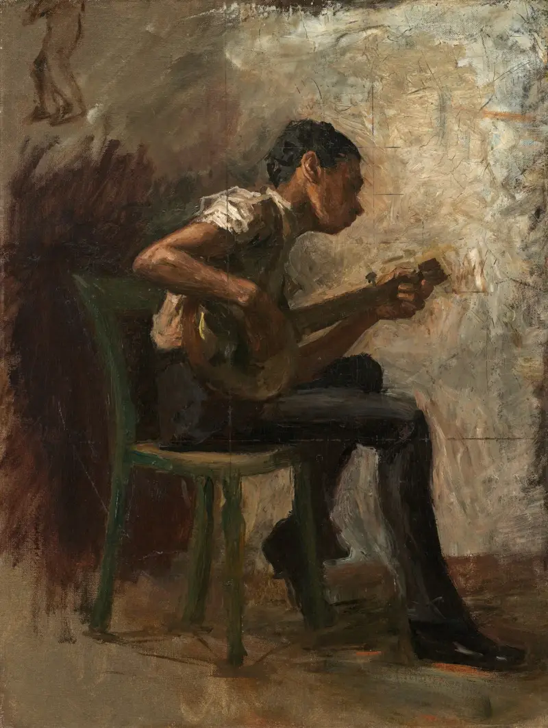 Studie k 'Hodině tance'; Hráč na banjo, Thomas Eakins