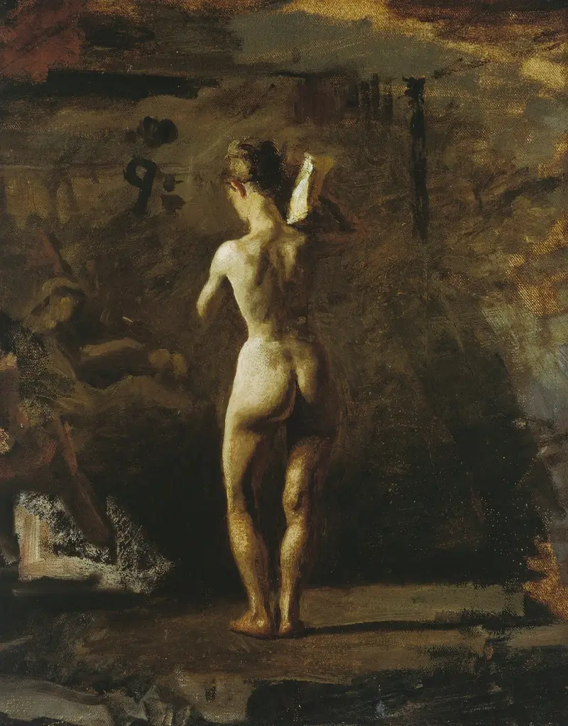 Studie für „William Rush beim Schnitzen seiner allegorischen Figur des Schuylkill River“ von Thomas Eakins