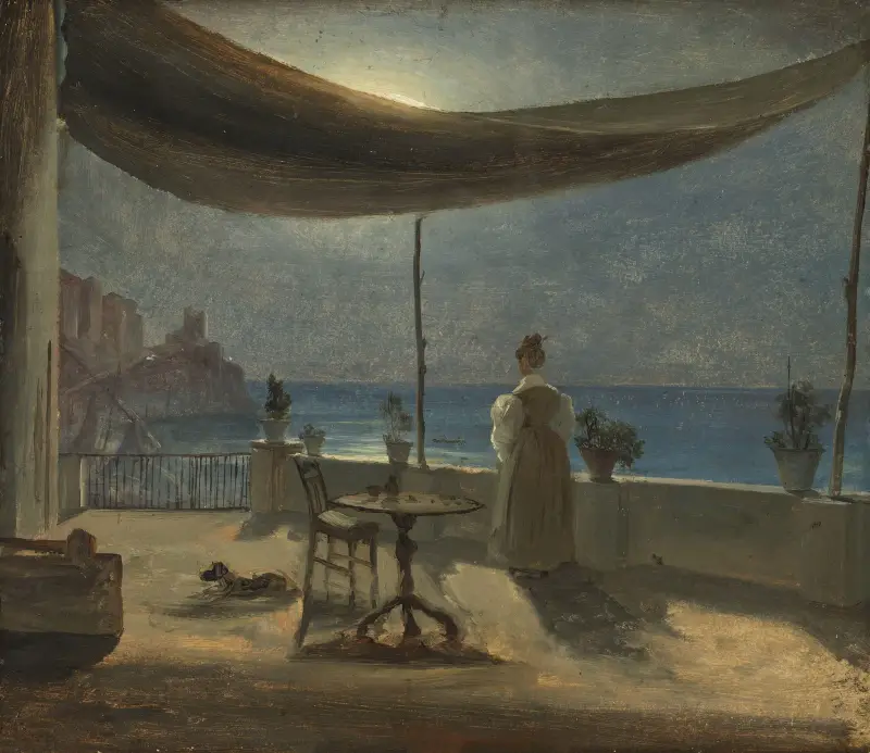 A Terrace in Amalfi in Moonlight av Thomas Fearnley