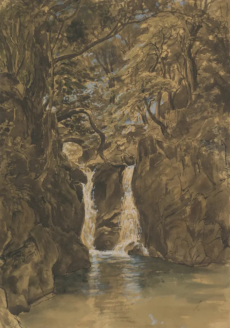 Utsikt över Lower Rydal Falls, Cumbria av Thomas Fearnley