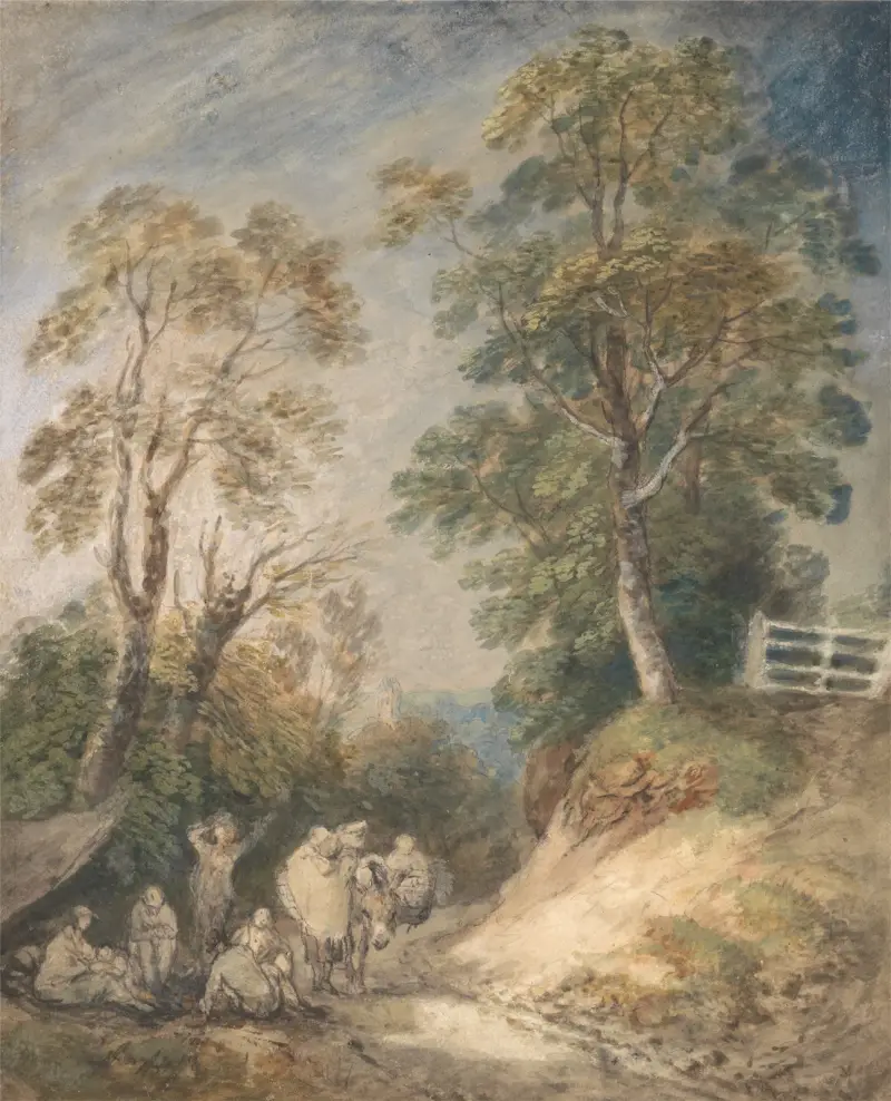 Country Lane with Gypsies Resting av Thomas Gainsborough