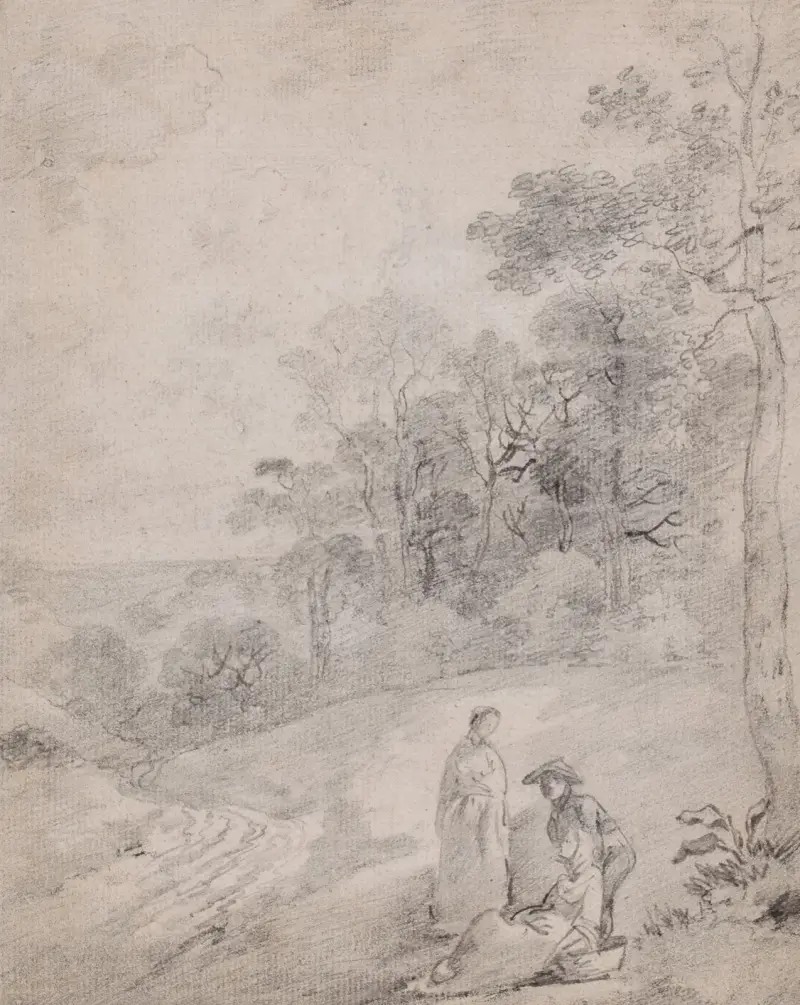 Figures By a Track Through a Wooded Landscape av Thomas Gainsborough