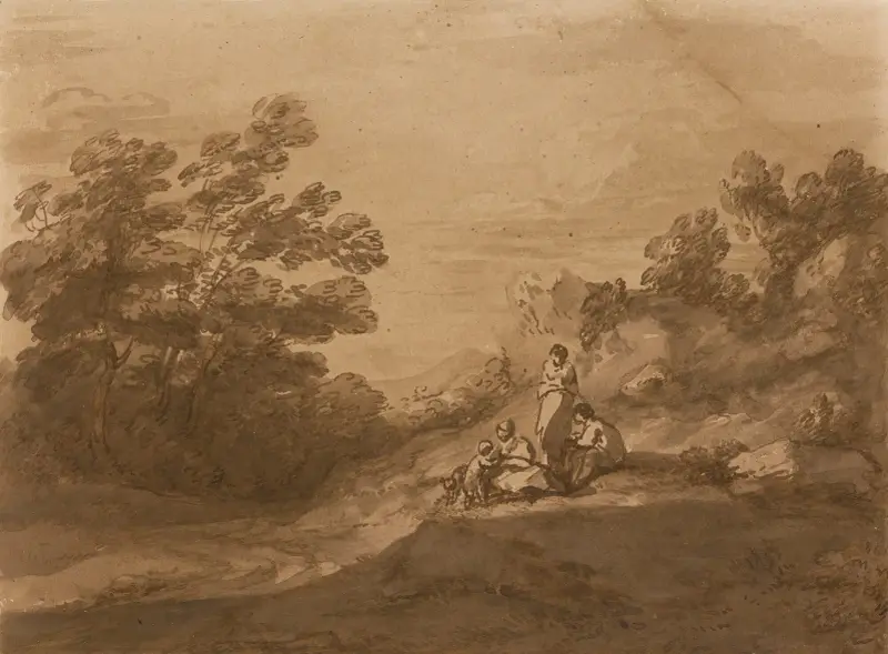 Figures Resting In A Woodland Landscape av Thomas Gainsborough
