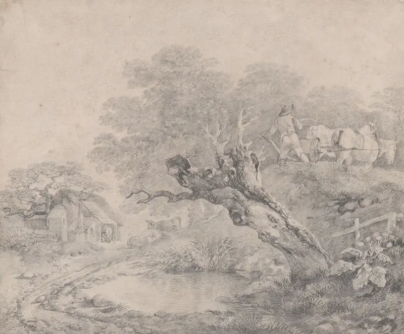 Landschaft mit einer morschen Weide an einem Teich von Thomas Gainsborough