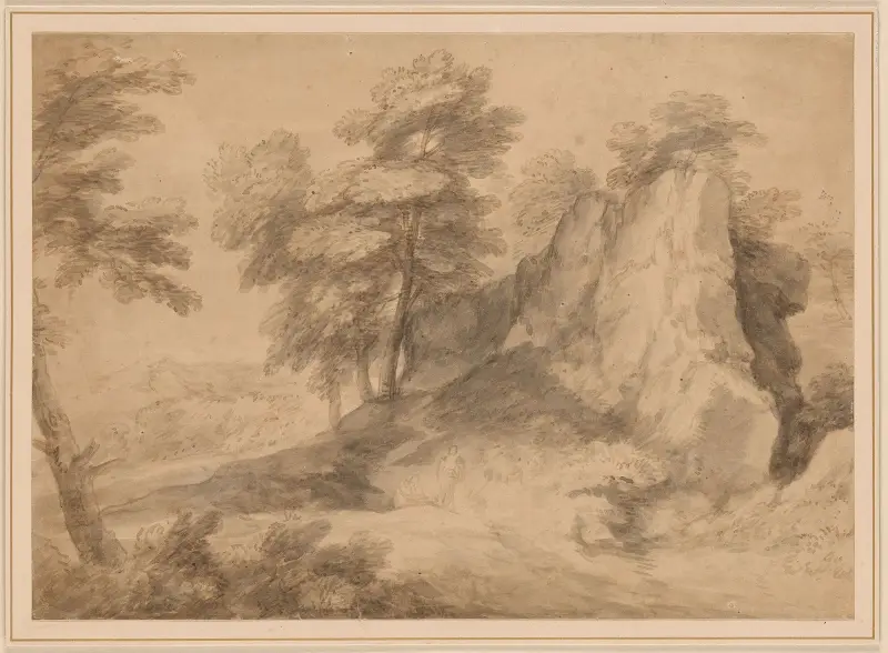 Rocky Wooded Landscape with Figures av Thomas Gainsborough