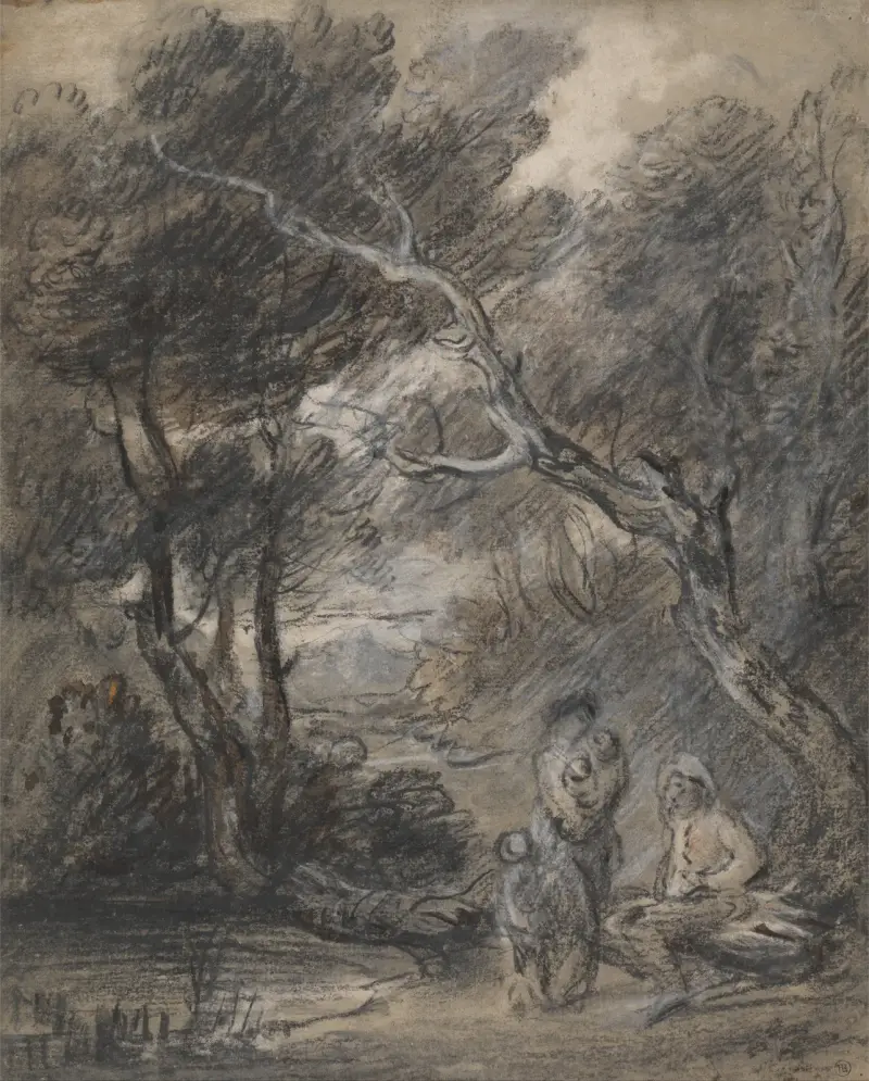 Wooded Landscape with Figures – nr 1 av Thomas Gainsborough